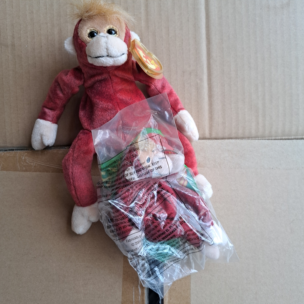Charming Red Monkey Plush Toy Ty And McDonalds Mini.